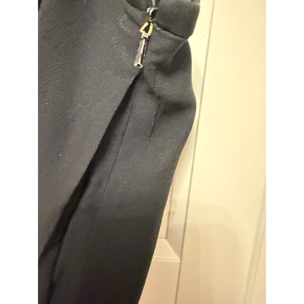 Eileen Fisher 100% Silk Black Wide Leg Cropped Trousers Side Zip Pants Size M - Picture 8 of 13